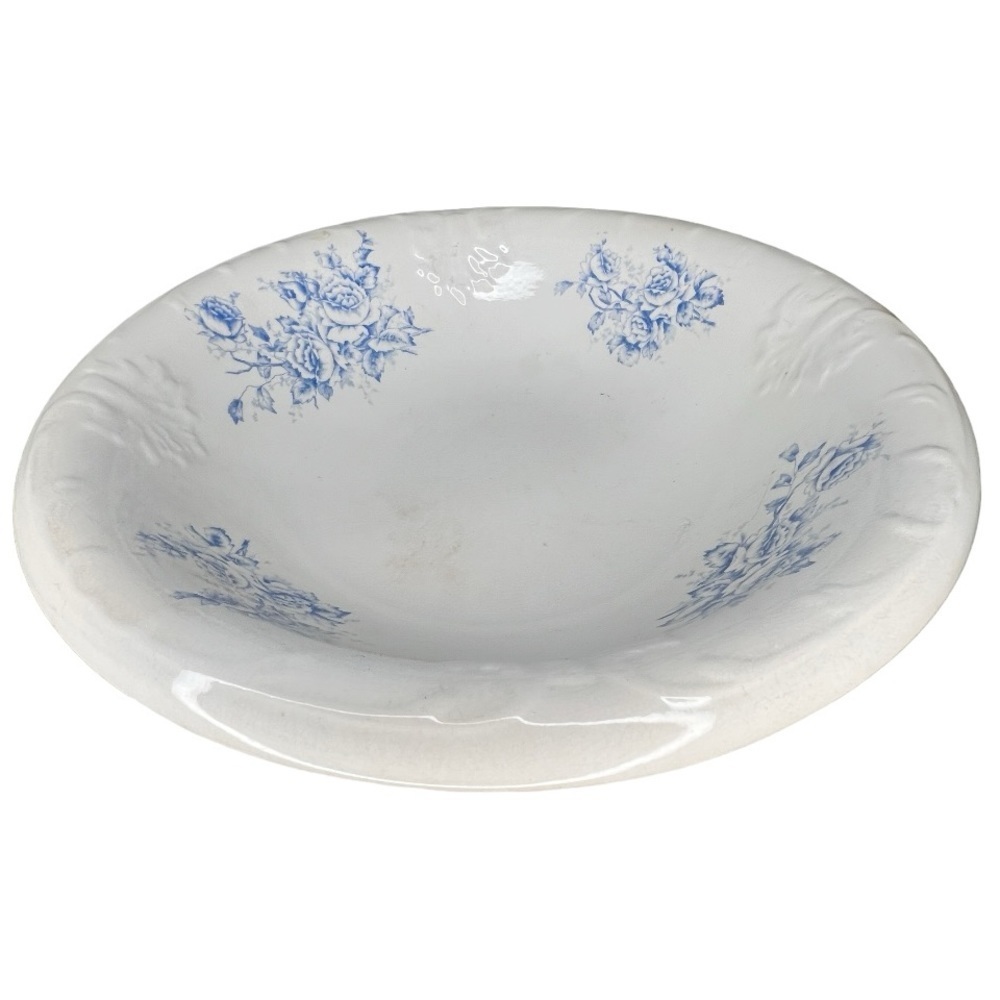Vintage Goodwin's Iron Stone China 1844 Large Wash Bowl‎ Blue Floral Pattern